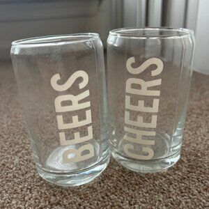 Set of Beers and Cheers Printed Glasses